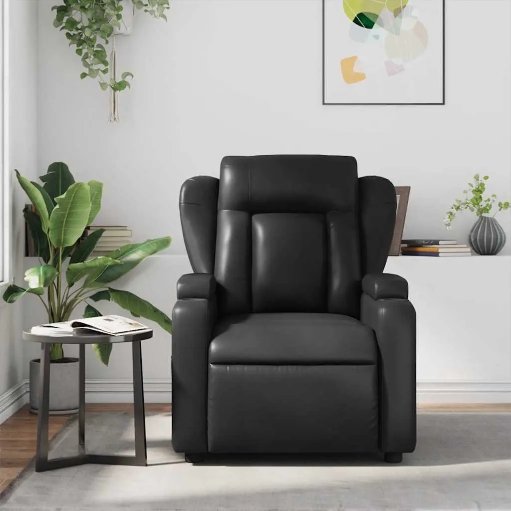 Massage Recliner Chair Manual Recline Vibration Black Faux Leather