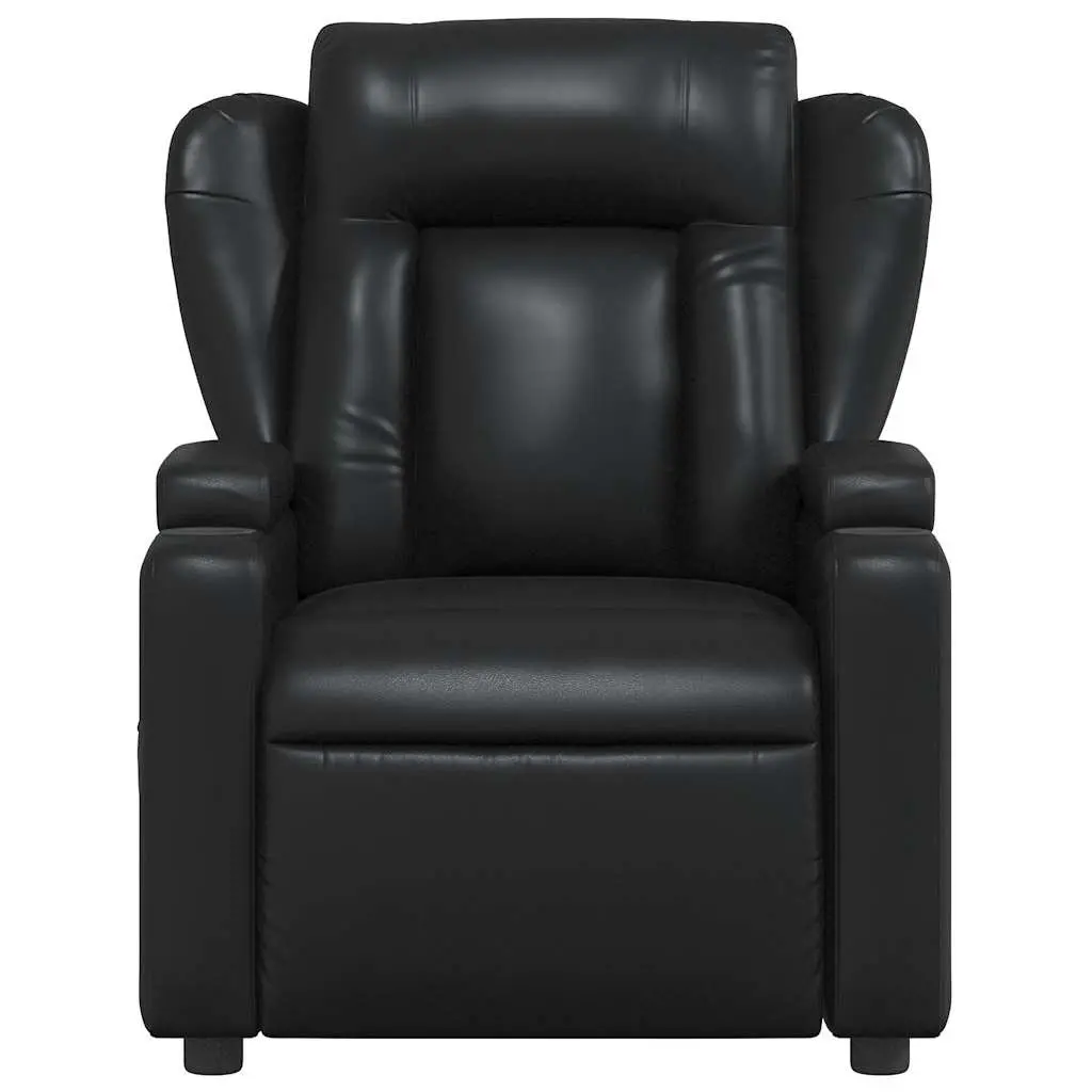 Massage Recliner Chair Manual Recline Vibration Black Faux Leather