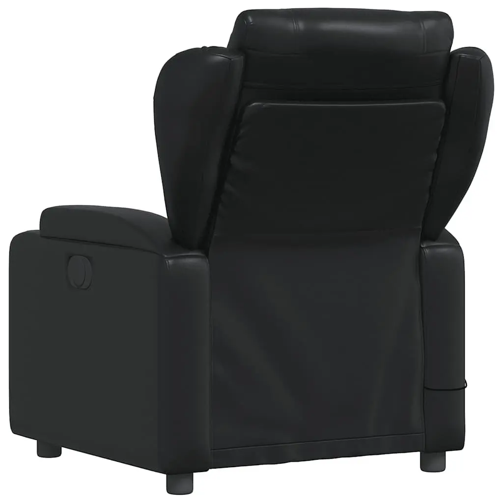 Massage Recliner Chair Manual Recline Vibration Black Faux Leather