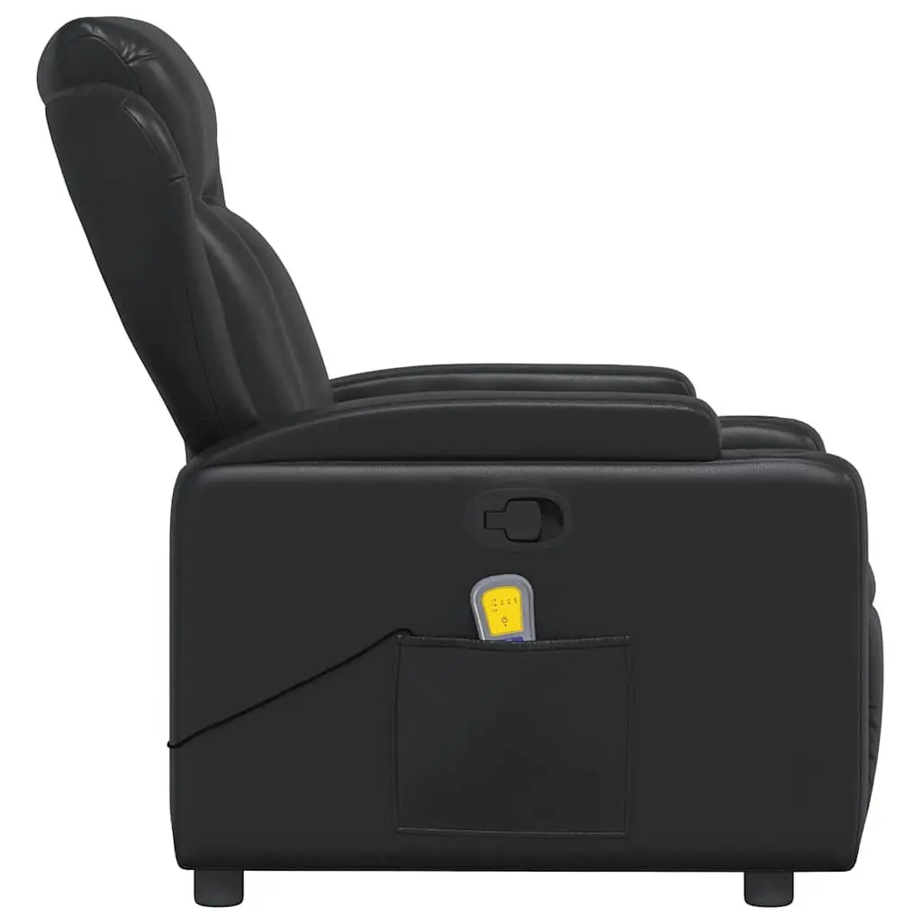 Massage Recliner Chair Manual Recline Vibration Black Faux Leather
