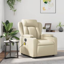 Comfortable Cream Massage Recliner Chair with Cup Holders
