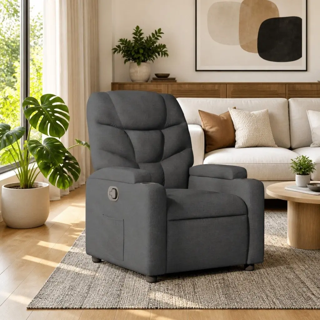 Recliner Chair Manual Recline Armchair Lounge Seat Grey