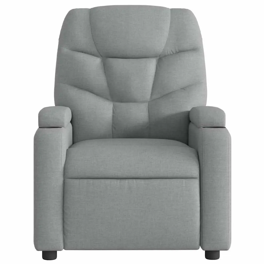 Massage Recliner Chair Manual Reclining Light Grey Fabric 6 Massage Points