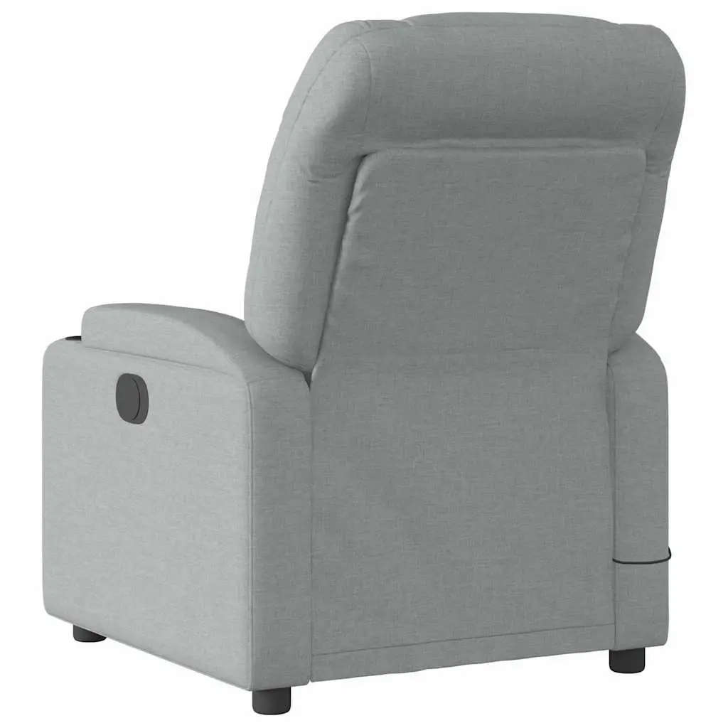 Massage Recliner Chair Manual Reclining Light Grey Fabric 6 Massage Points