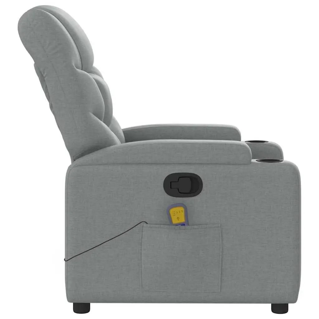 Massage Recliner Chair Manual Reclining Light Grey Fabric 6 Massage Points