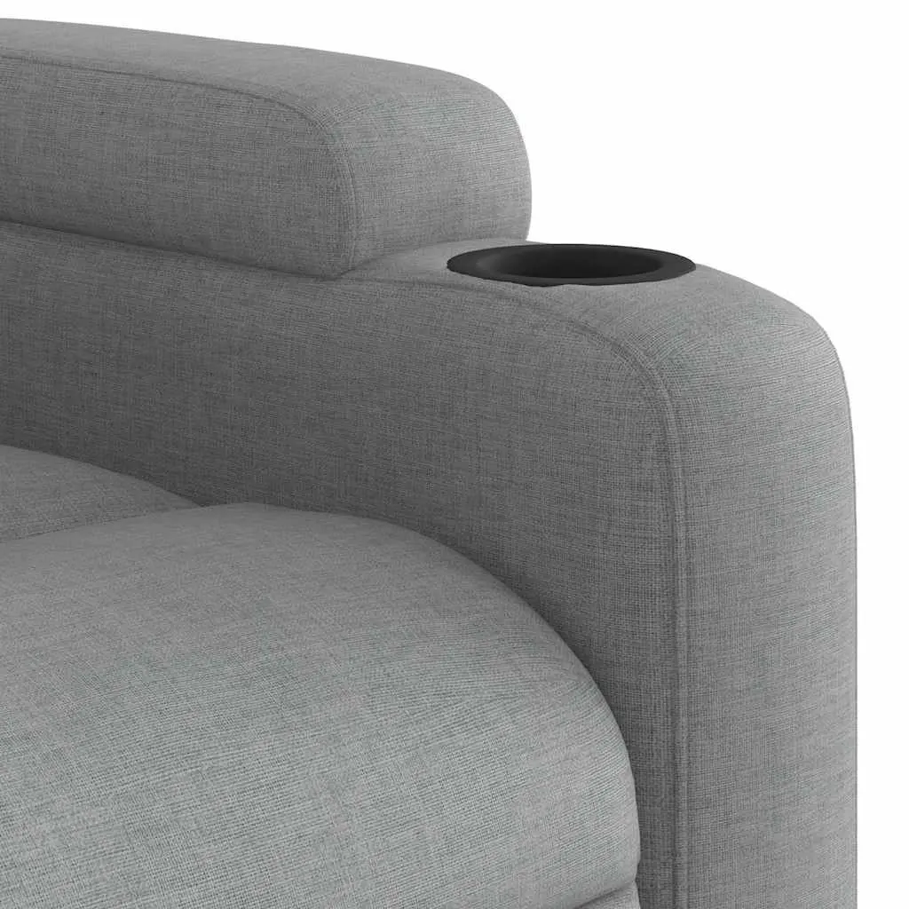 Massage Recliner Chair Manual Reclining Light Grey Fabric 6 Massage Points