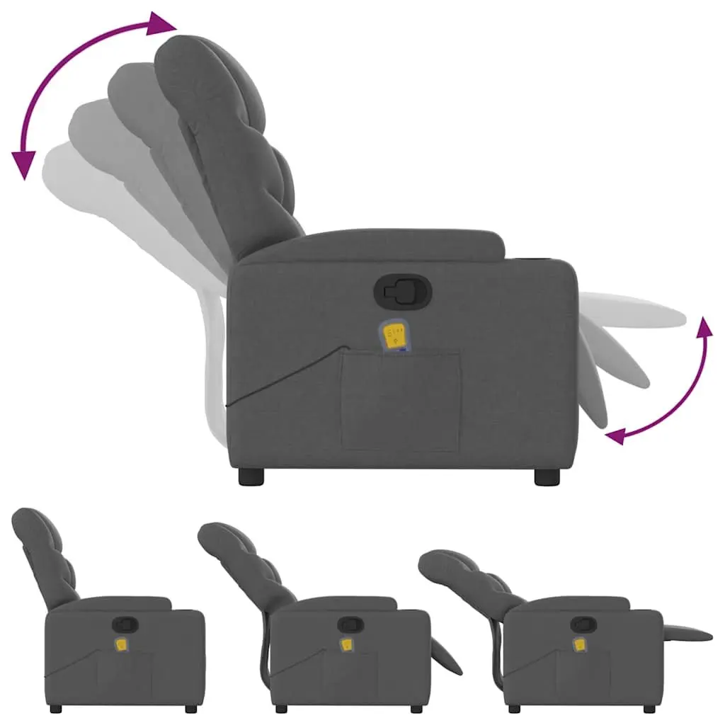 Massage Recliner Chair Manual Recline Vibration Grey Fabric