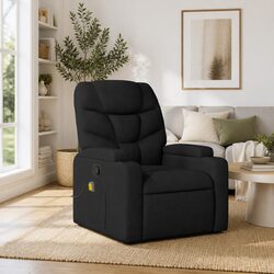 Massage Recliner Chair Black Fabric Manual Reclining Armchair with Vibration