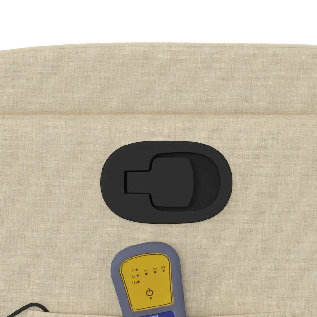 Recliner Chair Manual Vibration Massage Cream Fabric 6 Massage Points Adjustable Backrest and Footrest