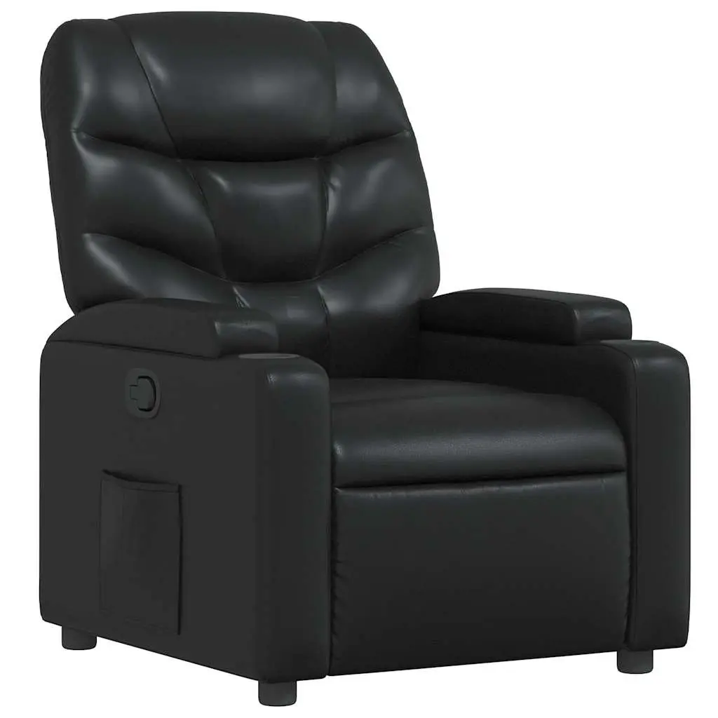 Recliner Chair Manual Reclining Armchair Black Lounge Seat with Cup Holders