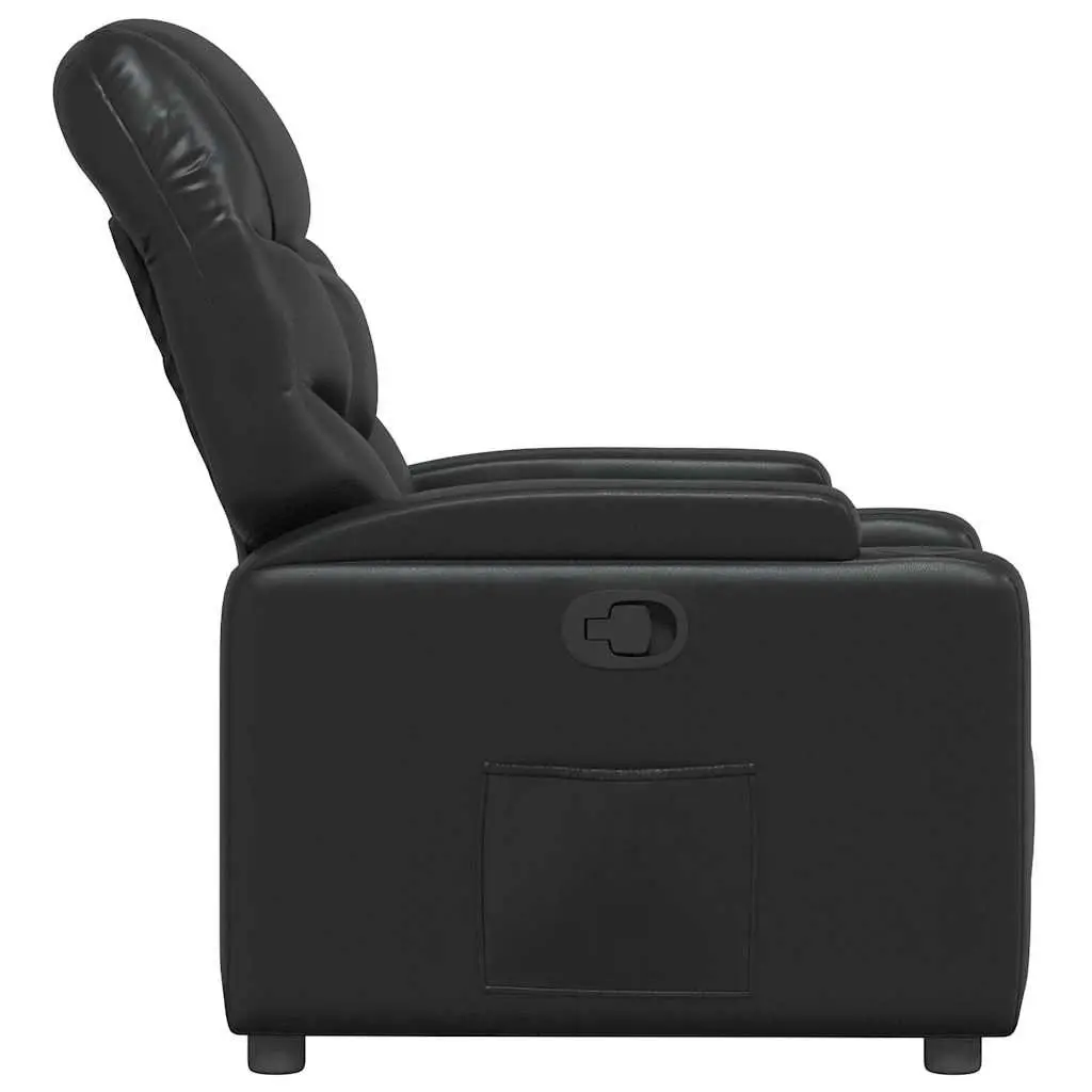 Recliner Chair Manual Reclining Armchair Black Lounge Seat with Cup Holders