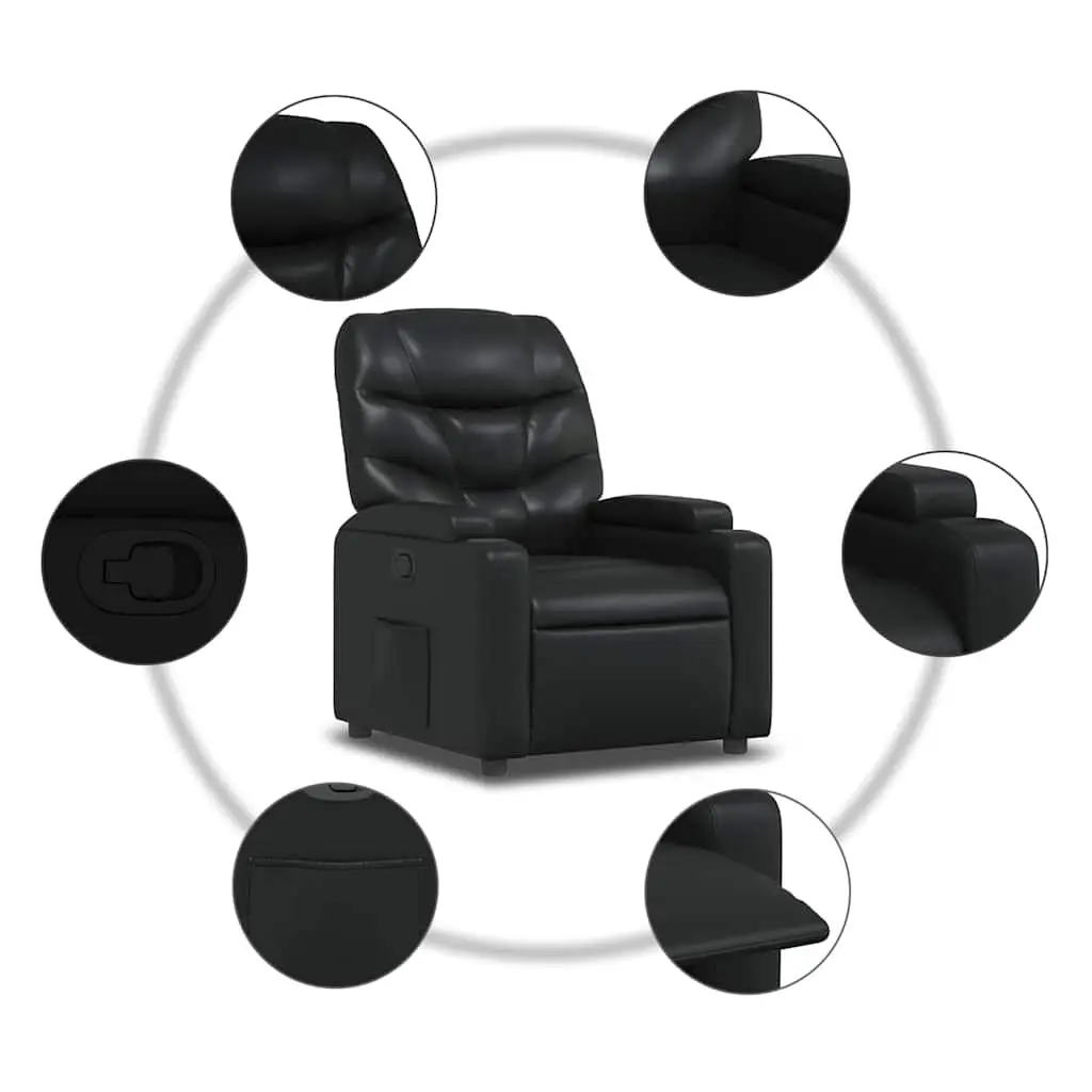 Recliner Chair Manual Reclining Armchair Black Lounge Seat with Cup Holders