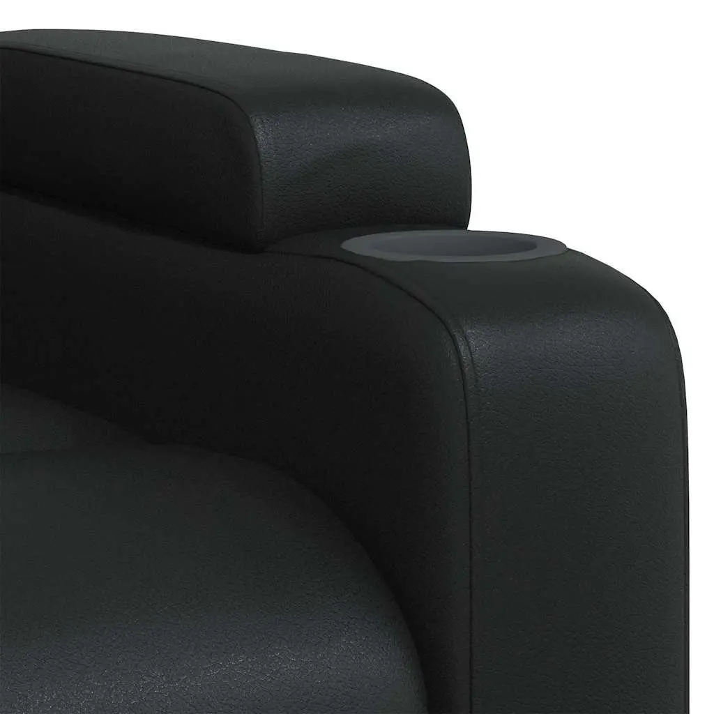 Recliner Chair Manual Reclining Armchair Black Lounge Seat with Cup Holders