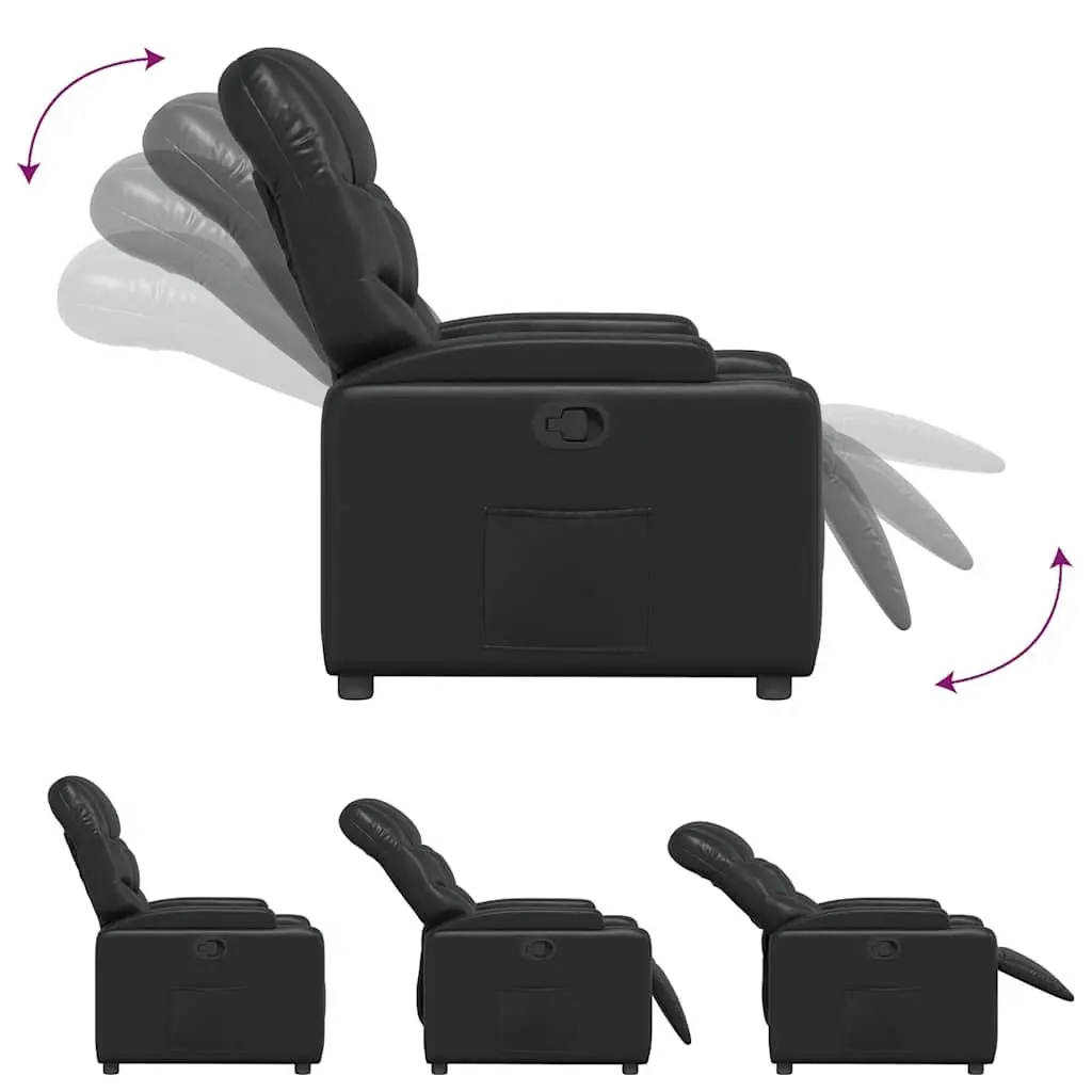 Recliner Chair Manual Reclining Armchair Black Lounge Seat with Cup Holders