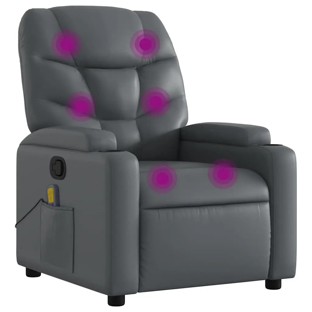 Massage Recliner Chair Manual Recline Vibration Massage 135 Degrees Grey Faux Leather