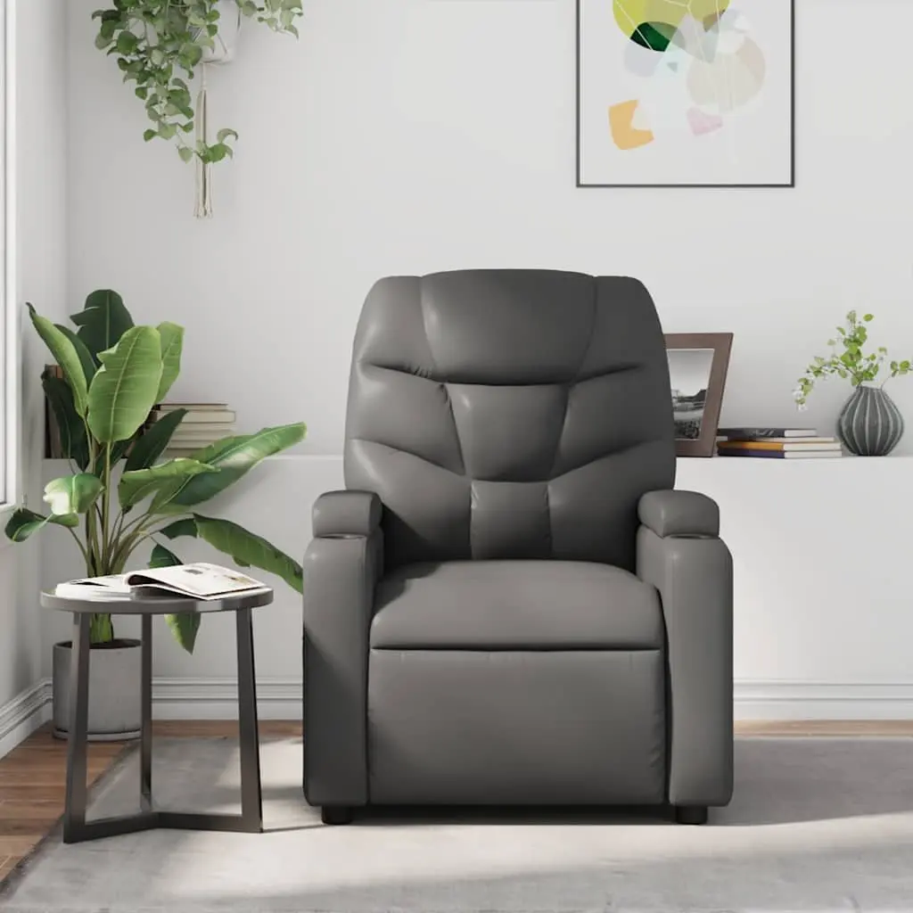 Massage Recliner Chair Manual Recline Vibration Massage 135 Degrees Grey Faux Leather