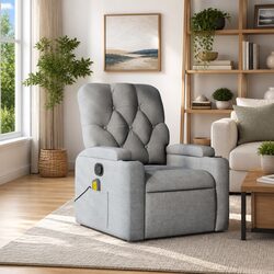 Warm Grey Fabric Massage Recliner Chair for Comfort