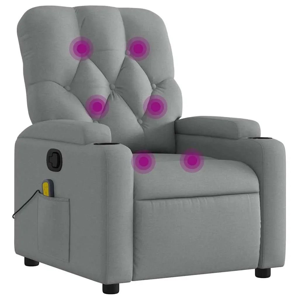 Massage Recliner Chair Grey Fabric Manual Recline Vibration Armchair Footrest