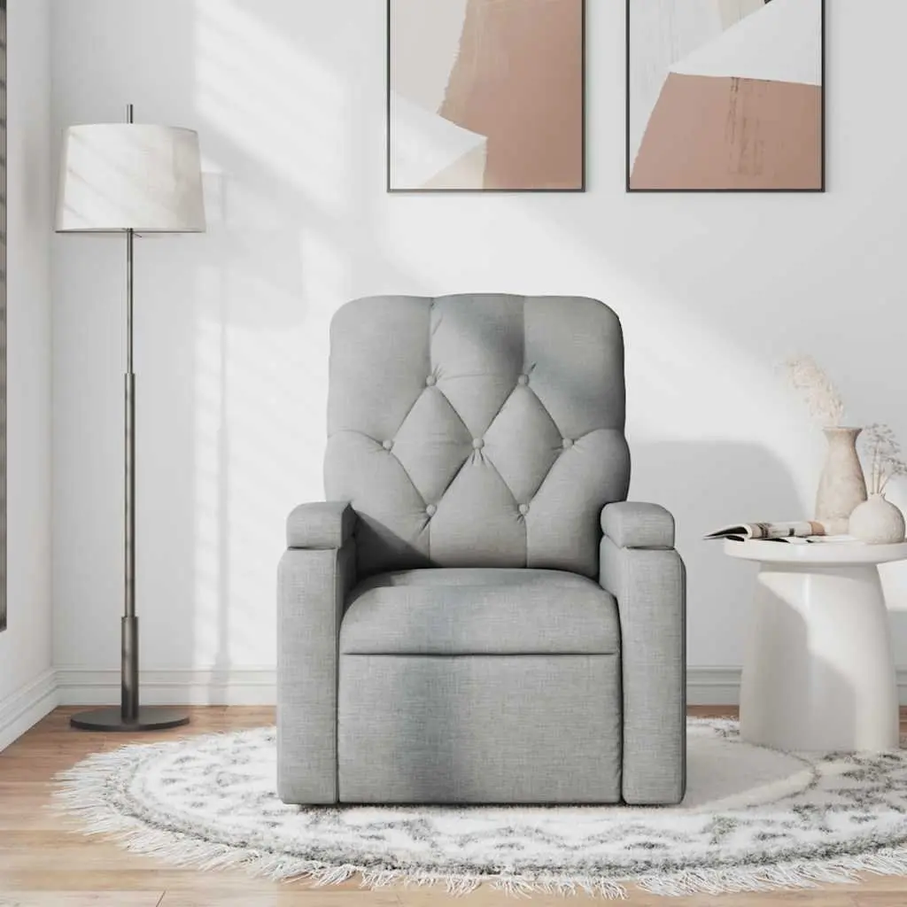 Massage Recliner Chair Grey Fabric Manual Recline Vibration Armchair Footrest