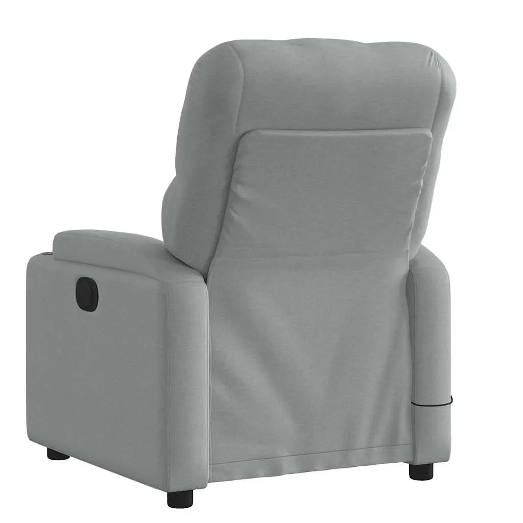 Massage Recliner Chair Grey Fabric Manual Recline Vibration Armchair Footrest