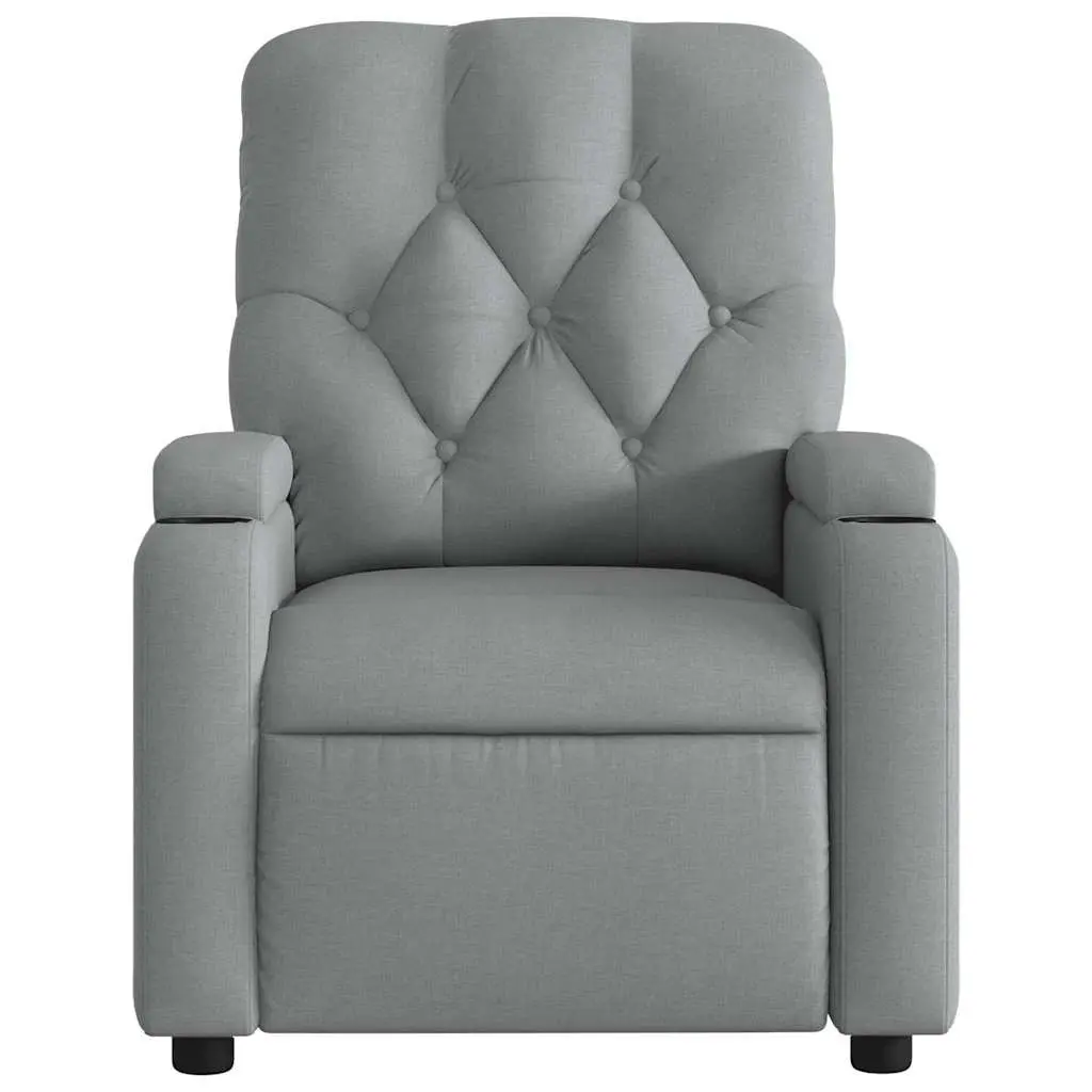 Massage Recliner Chair Grey Fabric Manual Recline Vibration Armchair Footrest