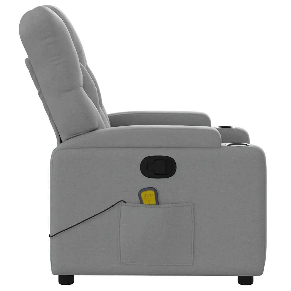 Massage Recliner Chair Grey Fabric Manual Recline Vibration Armchair Footrest