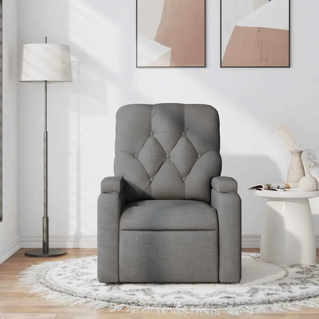 Recliner Chair Manual Vibration Massage Fabric Armchair Grey Lounge