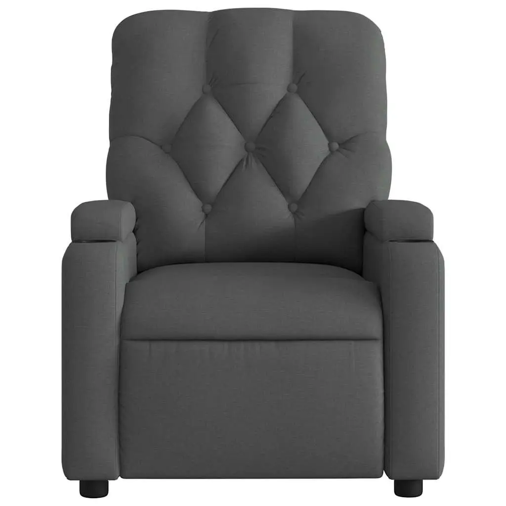 Recliner Chair Manual Vibration Massage Fabric Armchair Grey Lounge