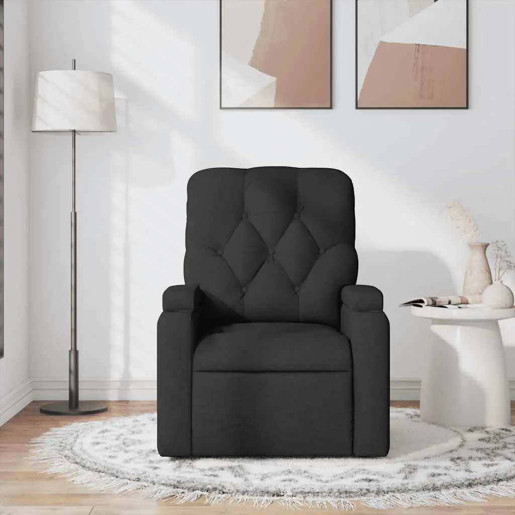 Recliner Chair Manual Massage Black Fabric Vibration Armchair Lounge