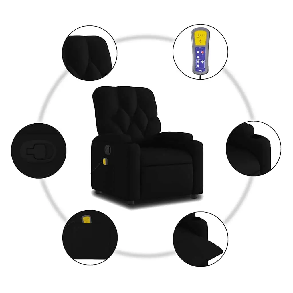 Recliner Chair Manual Massage Black Fabric Vibration Armchair Lounge