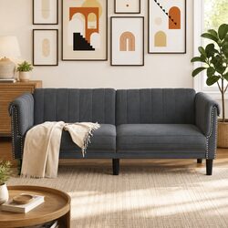 Reliable and Comfortable Grey Velvet 2-Seater Sofa
