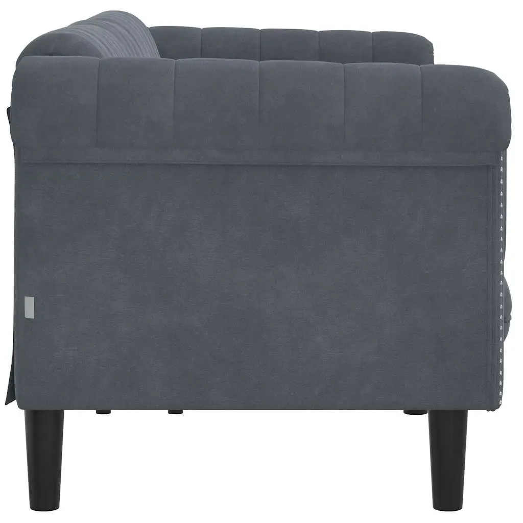 3-Seater Sofa Grey Velvet Upholstered Living Room Couch Modern Padded