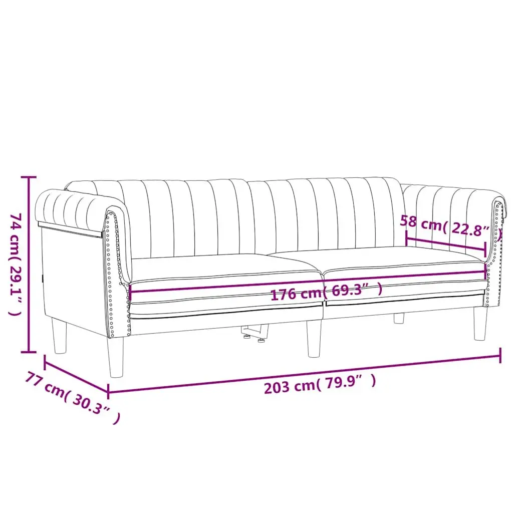 3-Seater Sofa Grey Velvet Upholstered Living Room Couch Modern Padded