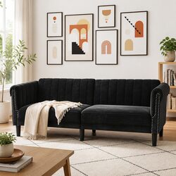 Reliable and Affordable 3-Seater Sofa in Black Velvet