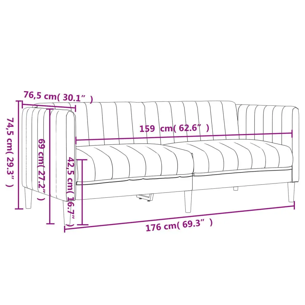 2-Seater Sofa Grey Fabric Living Room Couch Lounge Seat Modern Design