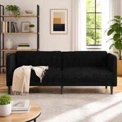 Value-Packed Black Fabric 3-Seater Couch