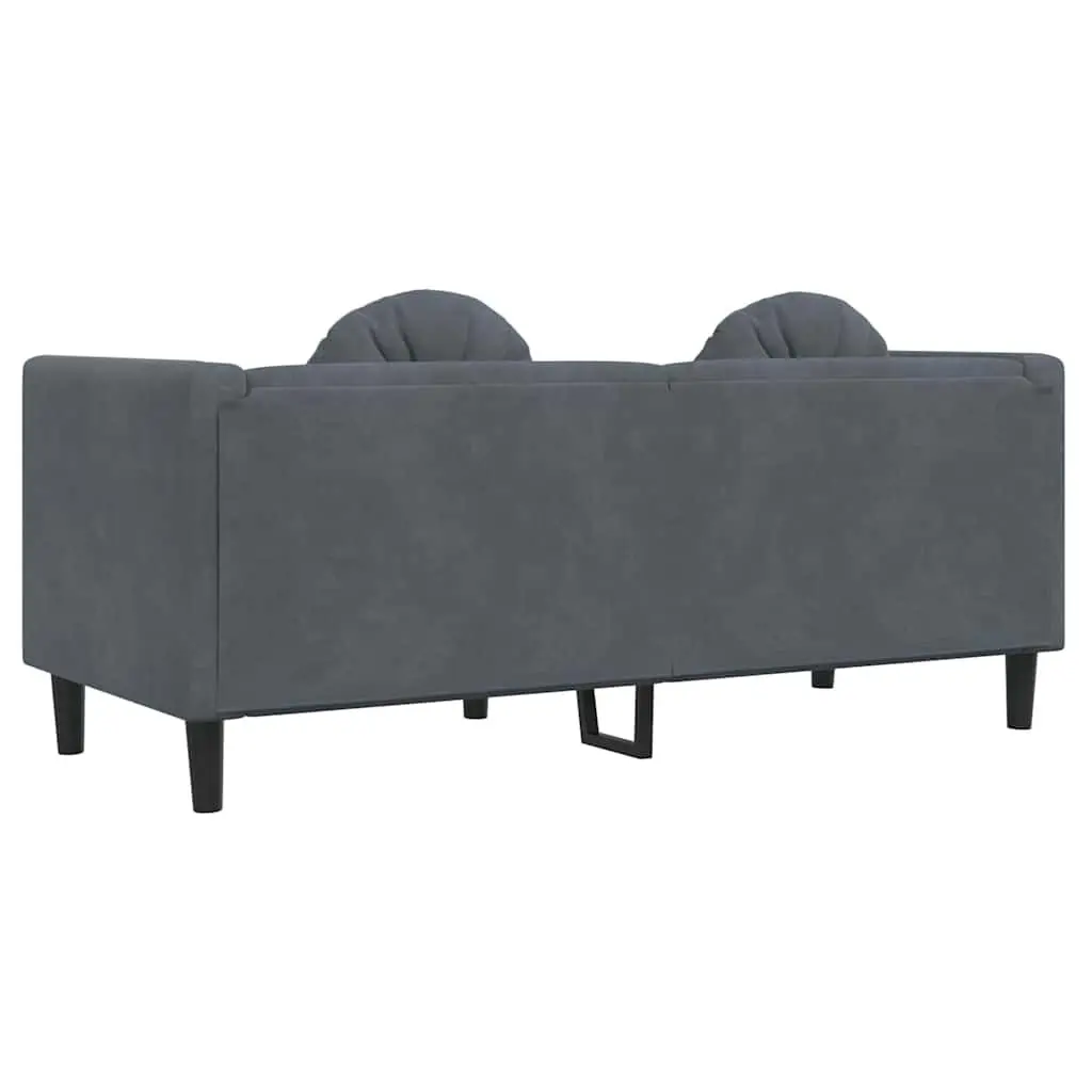 2-Seater Sofa Grey Velvet Cushions Living Room Furniture Couch