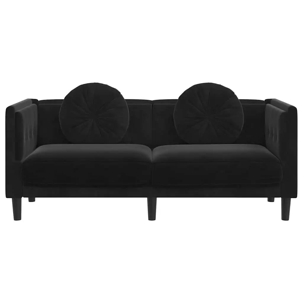 2-Seater Black Velvet Sofa
