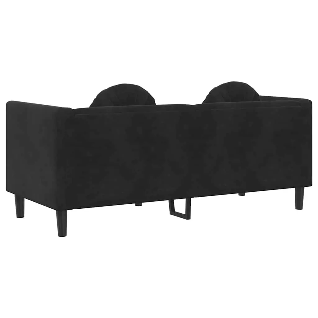 2-Seater Black Velvet Sofa