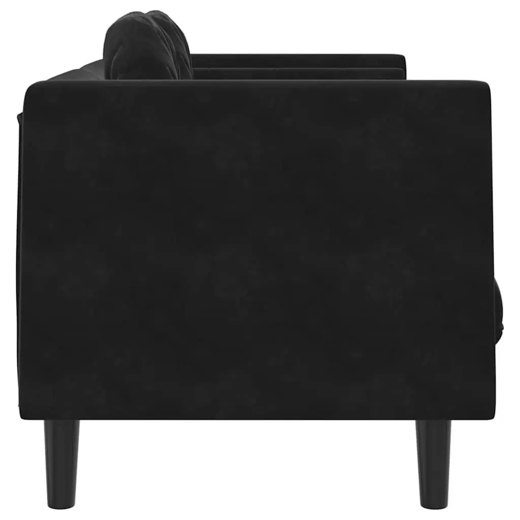2-Seater Black Velvet Sofa