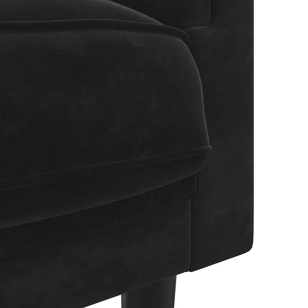 2-Seater Black Velvet Sofa