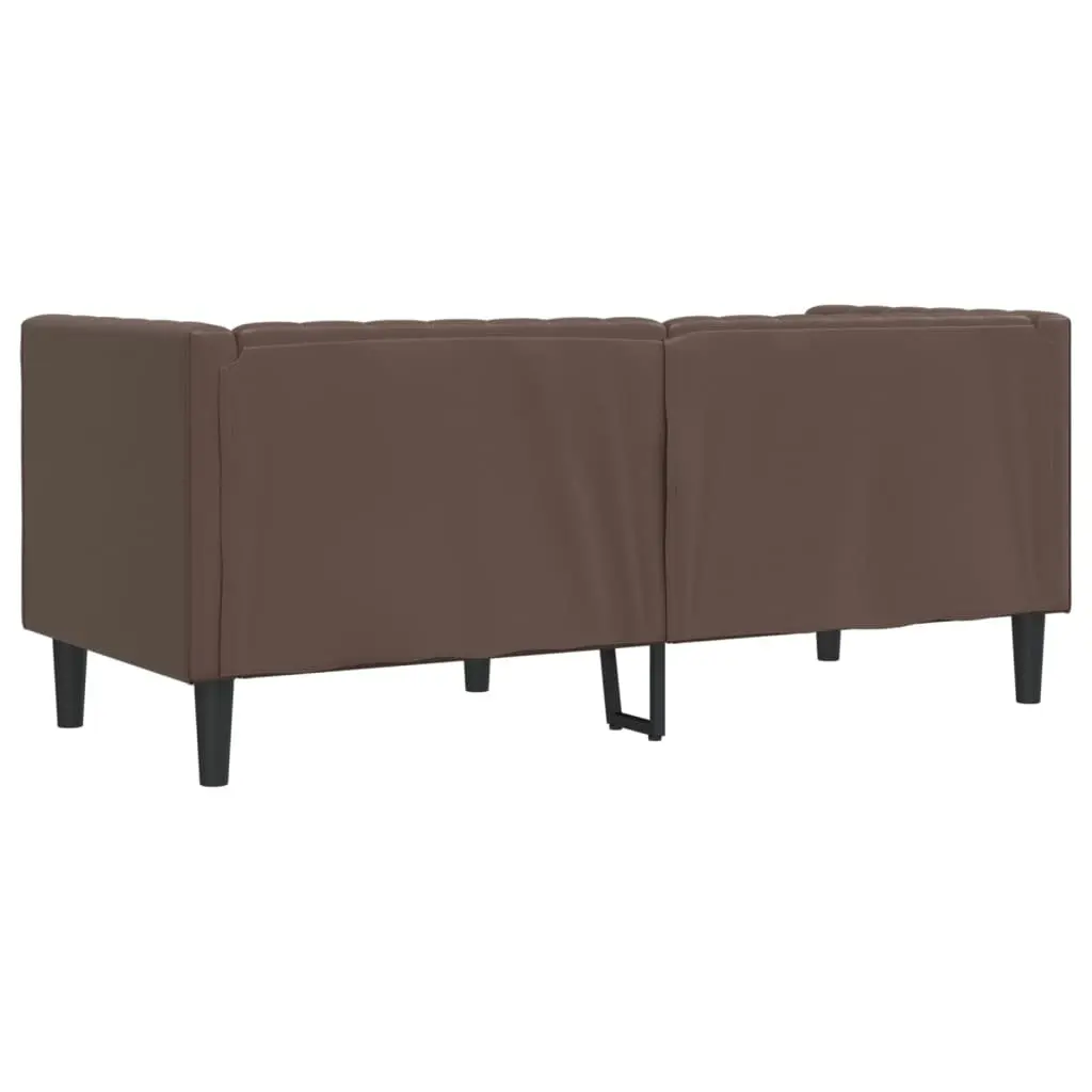 Chesterfield Sofa 2-Seater Button Tufted Faux Leather Brown