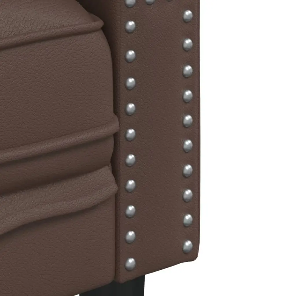 Chesterfield Sofa 2-Seater Button Tufted Faux Leather Brown