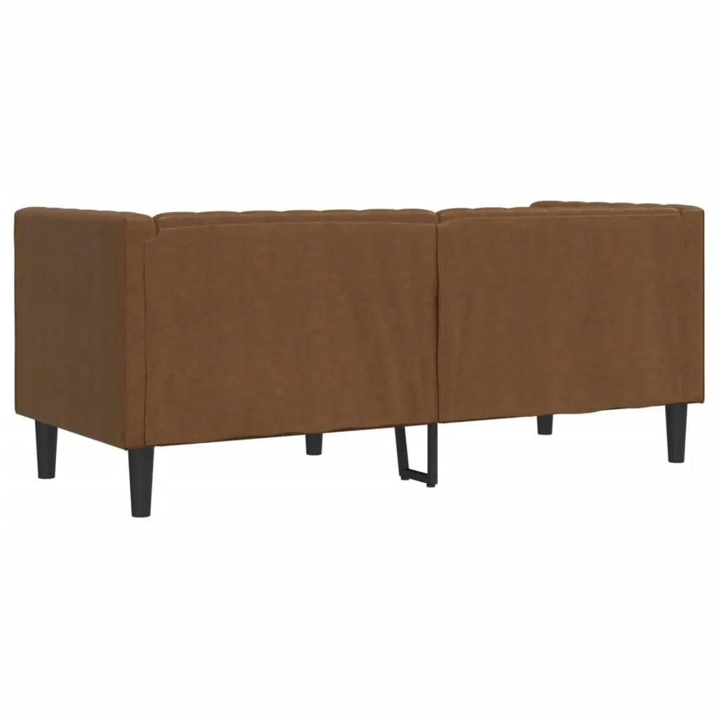 Chesterfield Sofa 2-Seater Brown Faux Suede Leather Button Tufted Armchair