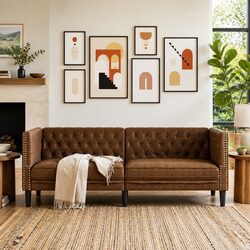 Reliable 3-Seater Chesterfield Sofa in Brown Faux Suede