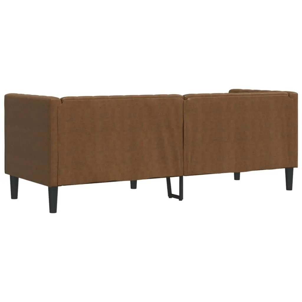 3-Seater Sofa Chesterfield Living Room Furniture Brown Faux Suede Button Tufted