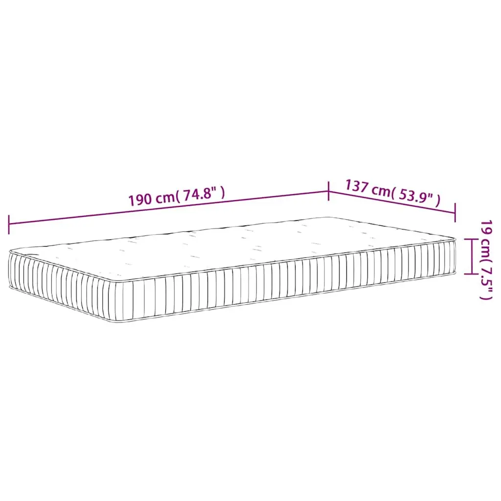 Pocket Spring Mattress Medium Firm 137x190cm White Fabric