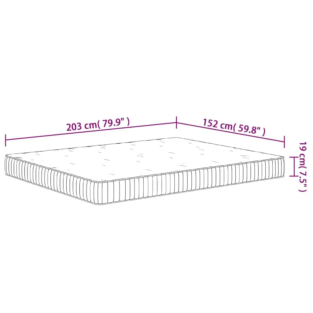 Pocket Spring Mattress Medium Comfort Queen Size 152x203 cm White Fabric-Encased Coils