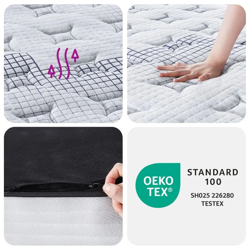 Pocket Spring Mattress Medium 90x190cm Grey Sleep Support 7 Zones