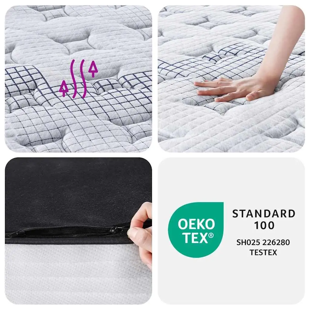 Double Size Pocket Spring Mattress Medium Firm Grey 137x190cm Bedroom Sleep Comfort